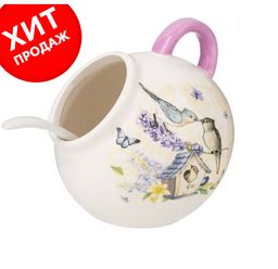 СОЛОНКА С ЛОЖКОЙ ПРОВАНС ЛАВАНДА 9,5*9,5 СМ. ВЫСОТА=10 СМ. / 170 МЛ.