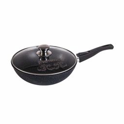Сковорода ВОК 28см Гранит black со съемн.ручкой и стеклянной крышкой арт, С078802