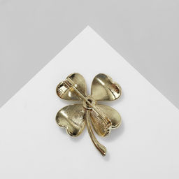 Брошь Клевер друза, цвет светло-зелёный в золоте - Queen fair фото 3