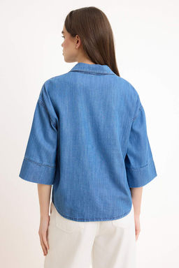 Mavi Tencel Kar?s?ml? Denim Gomlek TWOSS26GO00120 - Trendyolmilla фото 4