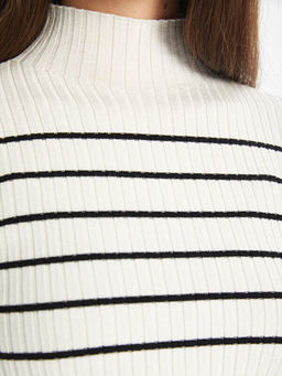 Yar?m Bal?k?? Yaka ?izgili Uzun Kollu Kad?n Triko Kazak - Waikiki фото 3