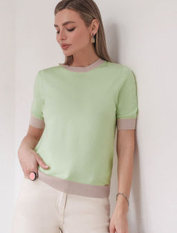 Джемпер с коротким рукавом тонкой вязки из вискозы с люрексом