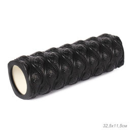 Ролик массажный. Массажер спортивный. Валик для фитнеса и йоги. Валик для пилатеса. Ролик спортивный. Узор. 33x12 см, черный / CY33x14P-BB / уп 10