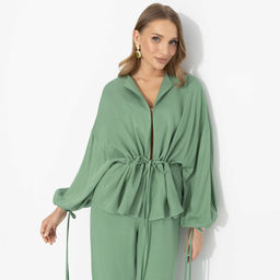 Брючный костюм из 100% вискозы, Серьезная леди (2 в 1, шалфей) - Charutti фото 3