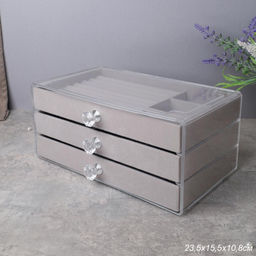 Шкатулка акриловая трехслойная серая 23,5х15,5х10,8 см / XY2844-G /уп 30/