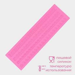 Коврик для айсинга Доляна Узкие полосы, силикон, 39?12 см, розовый  фото 2