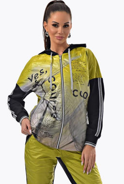 Толстовка из футера комбинированного с принтованной плащевой тканью - А+б коллекция фото 47