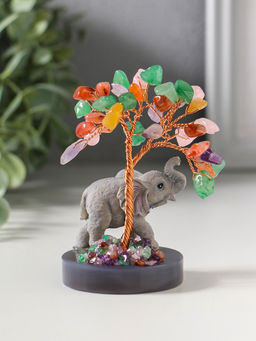 Сувенир "Слон у дерева" 18 камней 5,8х5,8х10,5 см