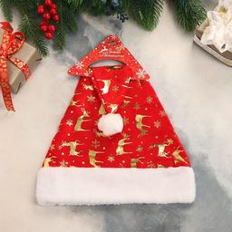 Колпак новогодний Олени и снежинки 29х40 см, красный - Зимнее волшебство фото 2