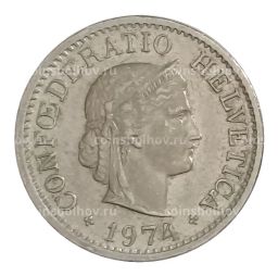 Монета 10 раппенов 1974 года Швейцария