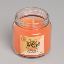 Ароматическая свеча в банке, 6.3 см, 100 мл, сочный мандарин
