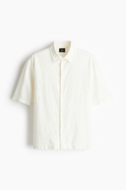 Camisa de manga corta en mezcla de lino Loose Fit