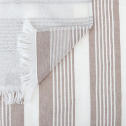 Полотенце махровое "Полосатый рейс" 50х90см, хлопок 100%, с бахромой, бежевый (Китай)