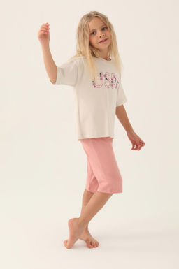 K_z _ocuk Bej Pijama Tak_m_ Sepette S_rpriz _ndirim