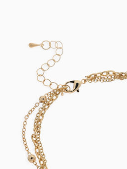 Кулон «Цепь» два сердца и круг, цвет золото