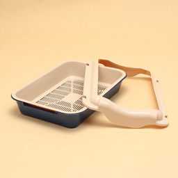 Туалет средний с бортом и сеткой 36×26×9, см, лоток синий, сетка и борт бежевый