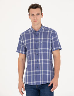 Lacivert Regular Fit K_sa Kollu G_mlek