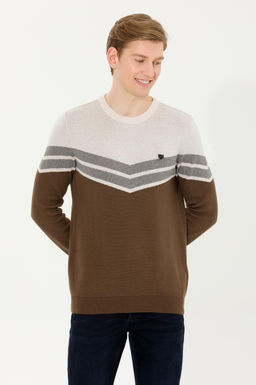 U. S. Polo Assn Мужской вязаный свитер кокосового цвета с круглым вырезом - U.s. polo assn фото 4