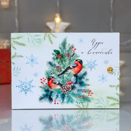 Ключница настенная «Снегири на новогодней ёлке», панно декоративное, 17×12 см