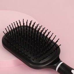 Расчёска массажная, широкая, с зеркалом, 8.3×24 (±1) см, чёрная