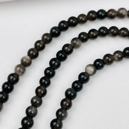 Бусины для украшений из серебристого Обсидиана 39 см