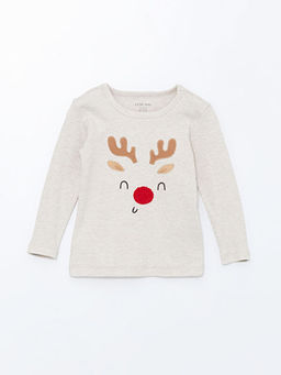 Bisiklet Yaka Uzun Kollu Y?lba?? Temal? Erkek Bebek Pijama Tak?m?