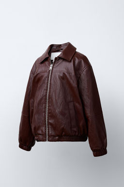 LEATHER-EFFECT BOMBER JACKET - Zara фото 2
