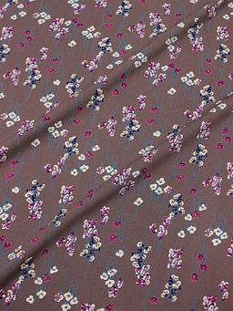 Штапель Премиум Цветочный ручеек цв.коричнево-лиловый, ш.1.44м, вискоза-100%, 120гр/м.кв