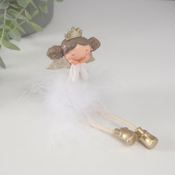 Фигурка настольная полистоун «Ангелочек-принцесса пушок стесняшка с длинными ножками», на полку, 8.5×5.5×4 см