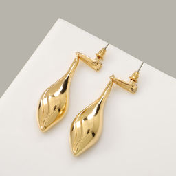 Серьги металл Абстракция свёрнутый лист, цвет золото