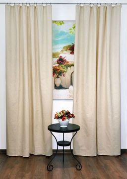 Комплект штор из рогожки Штрихи-пшеничный тесьма хлопок 100% - Лен поволжья фото 3