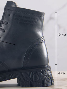 Ботинки 319.PODYUM141bl.Вакса черная/шерсть