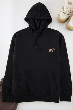 TRENDYOL MAN Siyah Oversize/Genis Kesim Aslan Nak?sl? Ici Polarl? Kapusonlu Sweatshirt TMNAW25SW00165 - Trendyolmilla фото 7