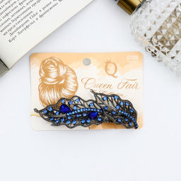 Заколка - автомат для волос «Мэриан», листики, 9 см, синяя