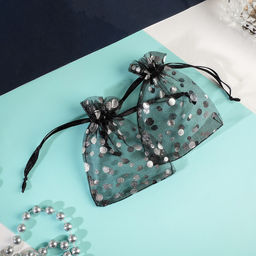 Цена за 100 шт. Мешочек подарочный Пузырьки, 7x9, цвет чёрный с серебром - Simaland фото 2