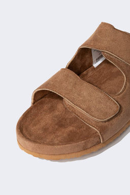 Мужские тапочки из искусственной кожи с двойной окантовкой на плоской подошве - Defacto фото 5