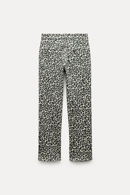ZW COLLECTION BOOTCUT CROPPED HIGH-WAIST ANIMAL PRINT JEANS - Zara фото 6