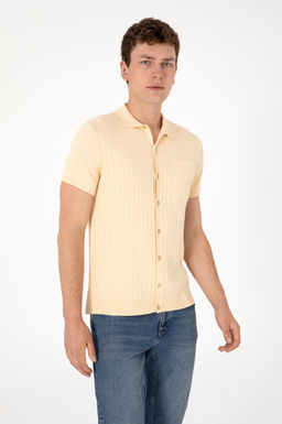 Erkek Slim Fit Bej D__meli Triko Ti__rt Sepette S_rpriz _ndirim - U.s. polo assn фото 3