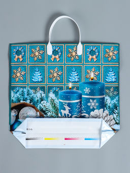 Цена за 10 шт. Пакет подарочный новогодний «Бирюза», полиэтиленовый с пластиковой ручкой, 38×35 см