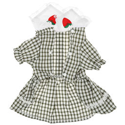 Пэт тойс (Pet toys) Одежда для собаки Платье с вышивкой, с кружевом, на кнопках р-р L, длина спинки 30см/обхват груди 38см/обхват шеи 30см, цвет-хаки, 100% полиэстер (Китай) - Домашняя мода фото 6