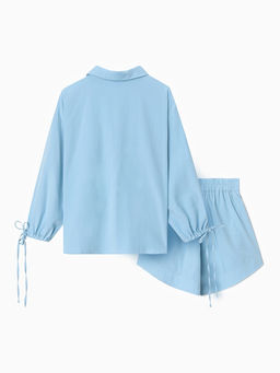 Костюм женский: блузка, шорты, MINAKU: Casual Collection, размер 46, голубой