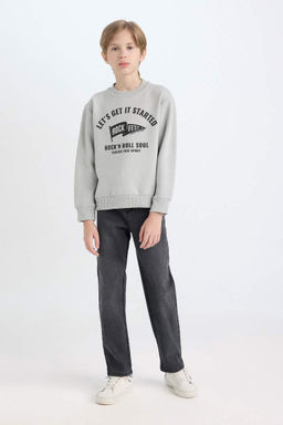 Толстый свитшот обычного кроя с круглым вырезом и принтом для мальчиков