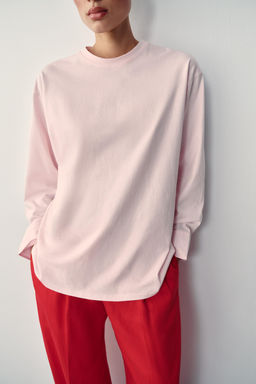 CAMISETA COMBINADA MANGA LARGA / Rosa - Zara фото 5