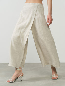 Брюки льняные Б043Т серый меланж