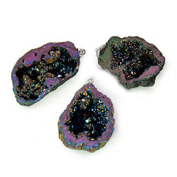 Подвеска из камня Пирит лиловый притягивает энергию благосостояния и убирает преграды