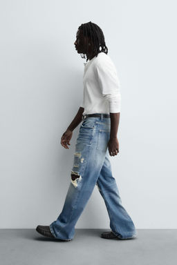 RIPPED RELAXED FIT JEANS - Zara фото 6