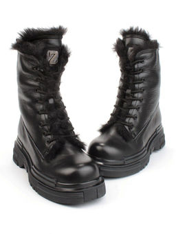 04-YPM5822A BLACK Ботинки зимние женские (натуральная кожа, натуральный мех) - Фабричный китай фото 7