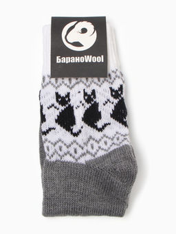 Носки женские шерстяные «Котик», серые, р-р 25-27