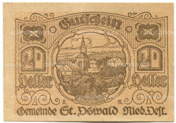 Банкнота 20 геллеров 1920 года Австрия  Санкт-Освальд (нотгельд)