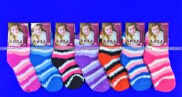 Цена за 12 пар. Носки детские травка махра ПОЛОСАТАЯ M 18-26 (12-13 см)